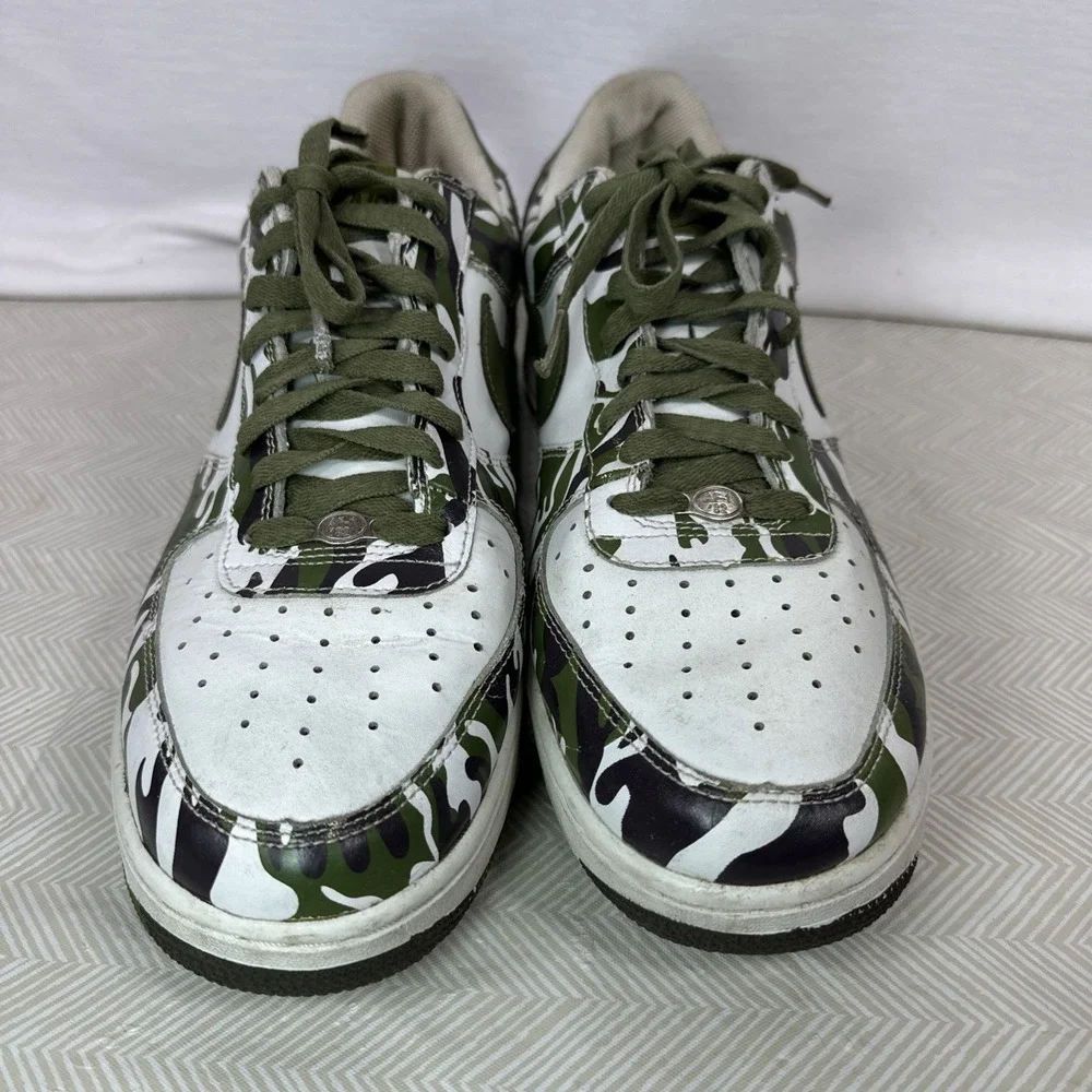 NIKE AIR FORCE 1 CAMO Size 12 306353‎ 131 White Green Sneakers 2004 Low Top Shoe